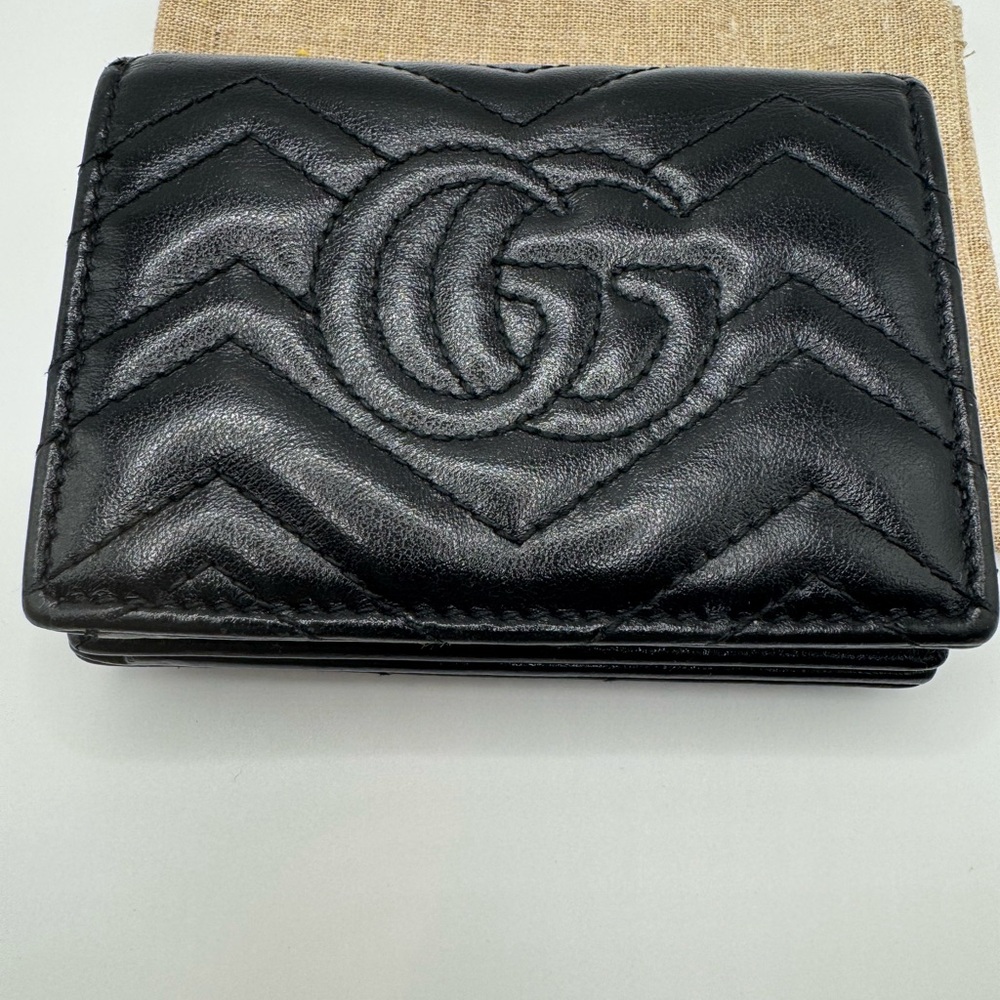 Authentic Gucci Black GG Marmont Card Holder Wallet - Picture 3 of 12